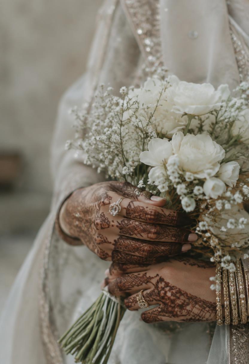 Intricate henna artwork and flower details